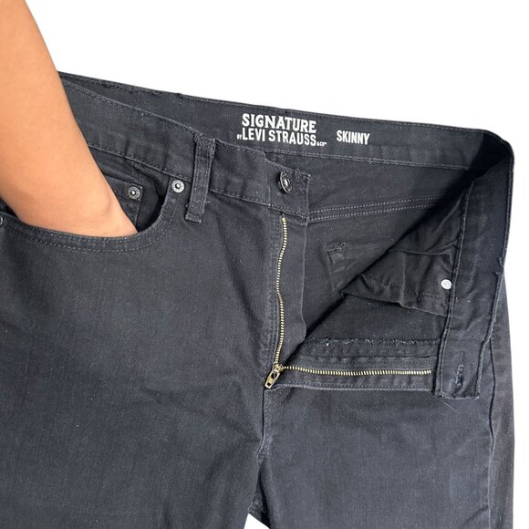 Signature by Levi Strauss Mens 36x30 Black Skinny Jeans Stretch Denim Skater - Picture 4 of 16